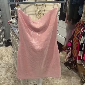 Baby pink sequined dress